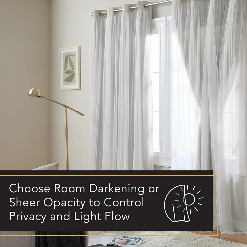 Exclusive Home Catarina Layered Solid Room Darkening Blackout Curtain Panel Pair